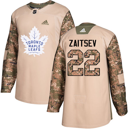 Adidas Maple Leafs #22 Nikita Zaitsev Camo Authentic Veterans Day Stitched NHL Jersey - Click Image to Close